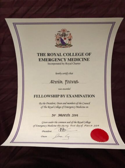 royal college of emergency medicine certificate